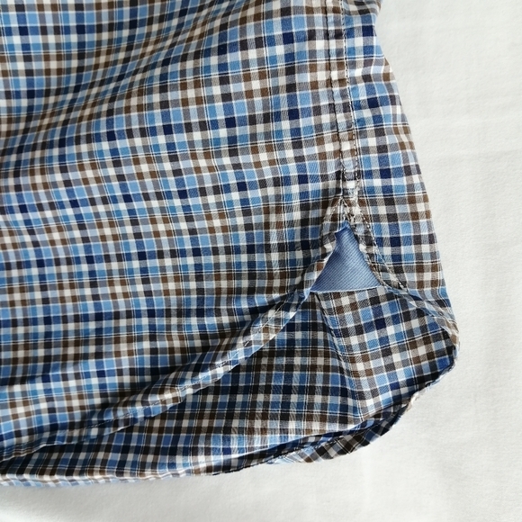 Ralph Lauren Men's Check Plaid Button Down Blue, White, and Brown Large - Picture 10 of 16